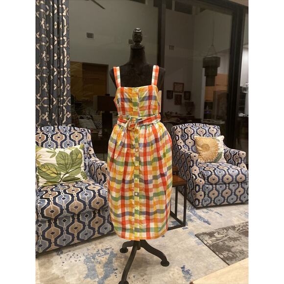 Christopher John Rogers for Target Size 4 Plaid Wide Strap Tie Waist Dress NWT - Picture 3 of 7